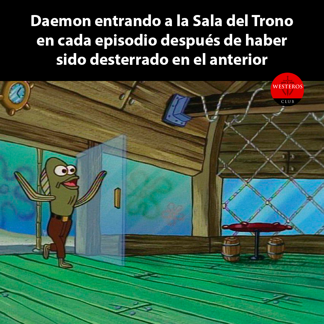 Daemon entrando a la Sala del Trono en cada episodio después de haber sido desterrado en el anterior