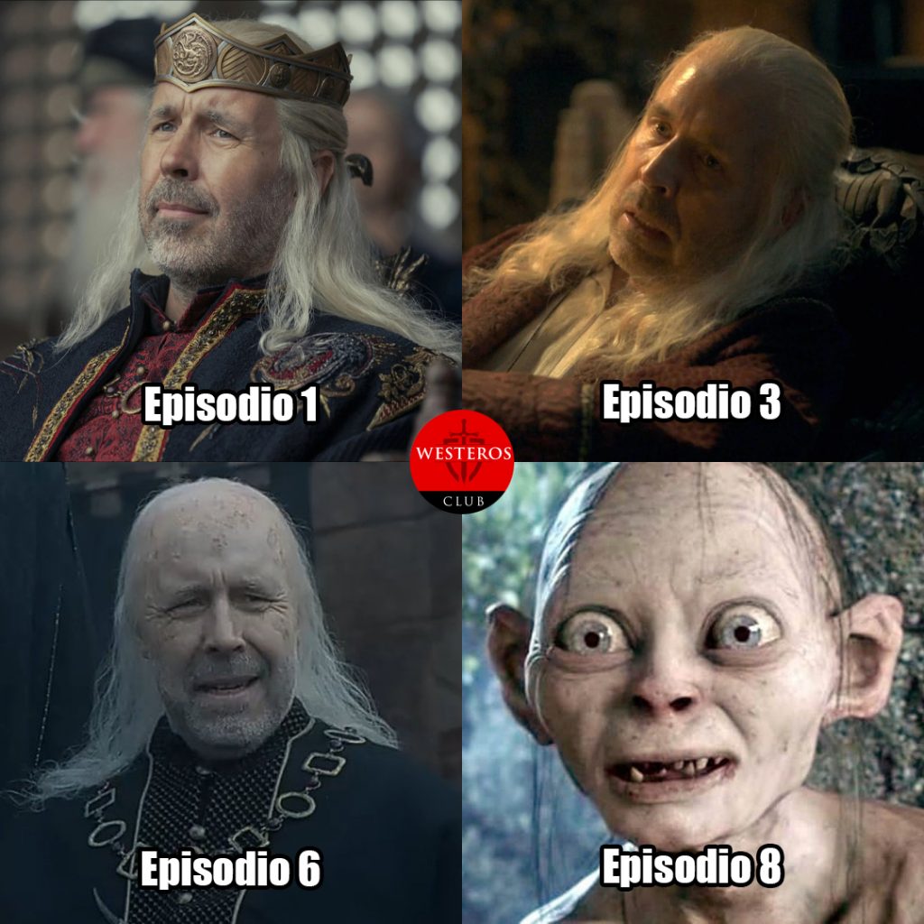 Evolución de Viserys en los episodios de House of the Dragon