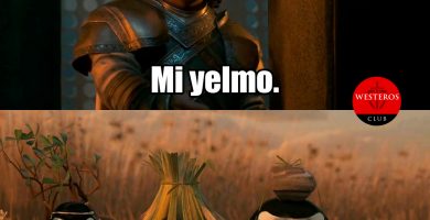 Criston Cole pidiendo su yelmo