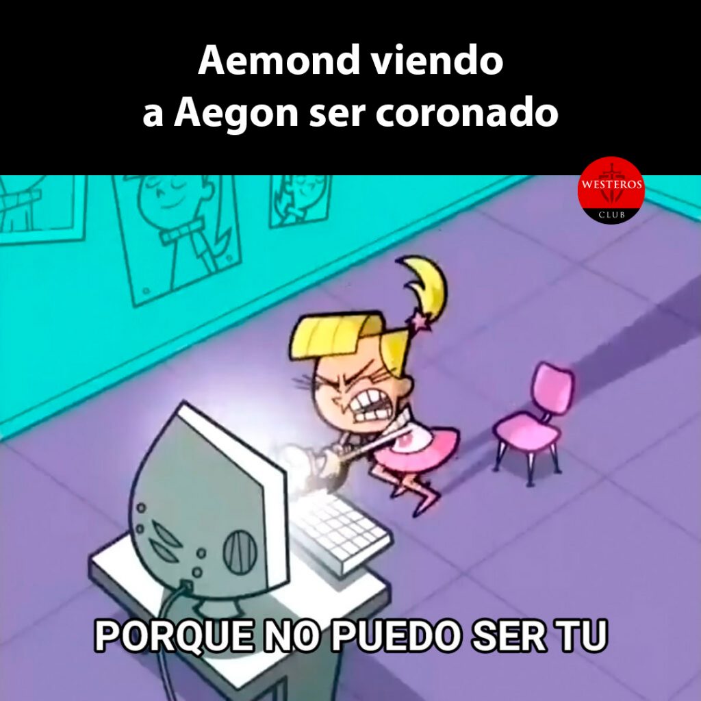 Aemond viendo a Aegon ser coronado