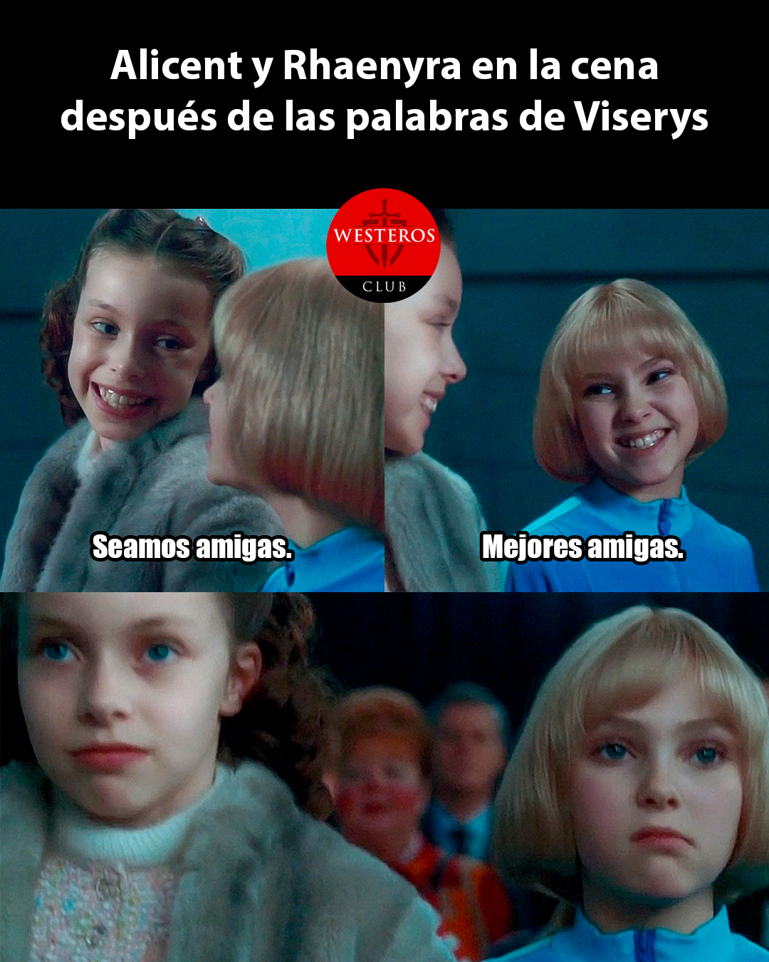Alicent y Rhaenyra en la cena después de las palabras de Viserys