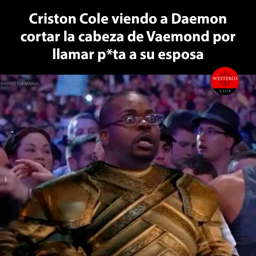 Criston Cole viendo a Daemon cortar la cabeza de Vaemond por ofender a su esposa