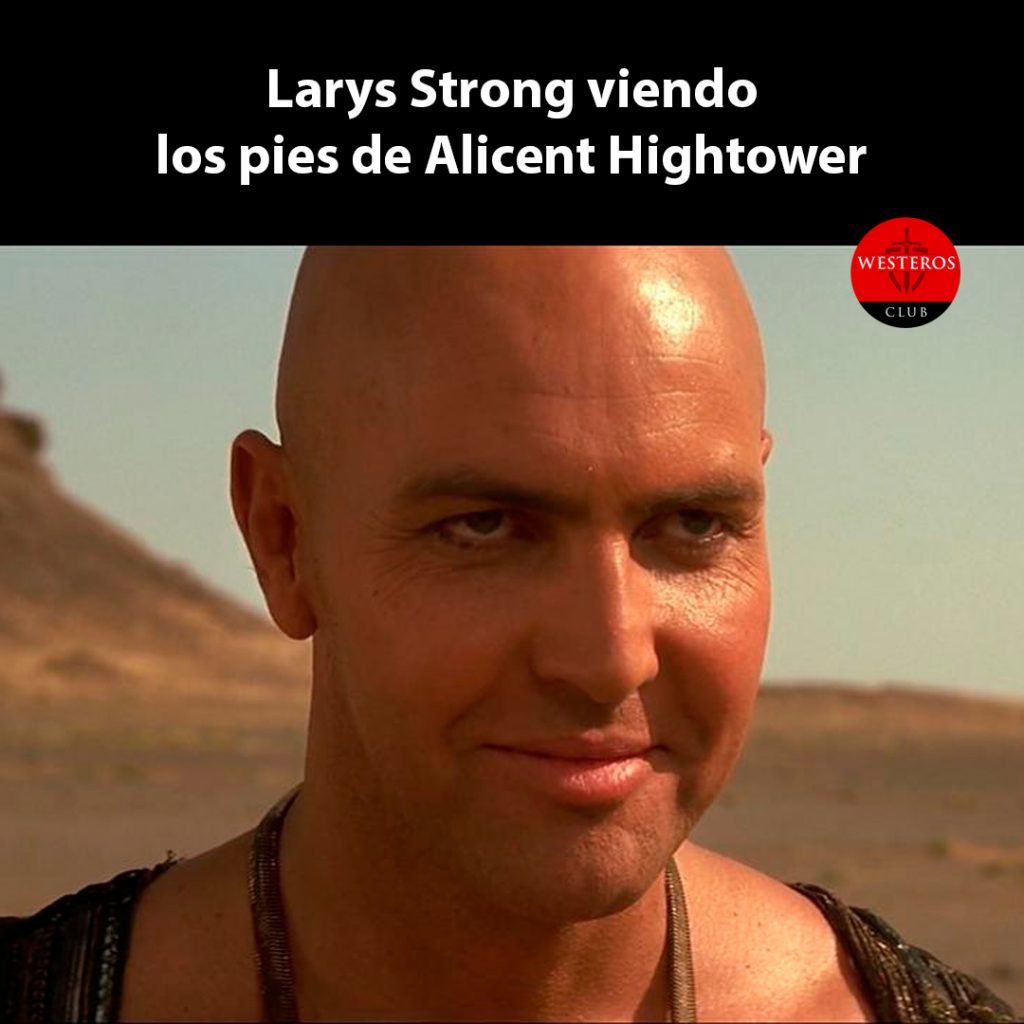 Larys Strong viendo los pies de Alicent Hightower
