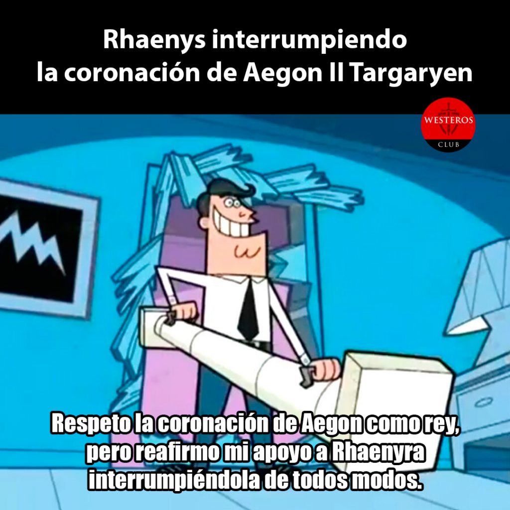 Rhaenys interrumpiendo la coronación de Aegon II Targaryen