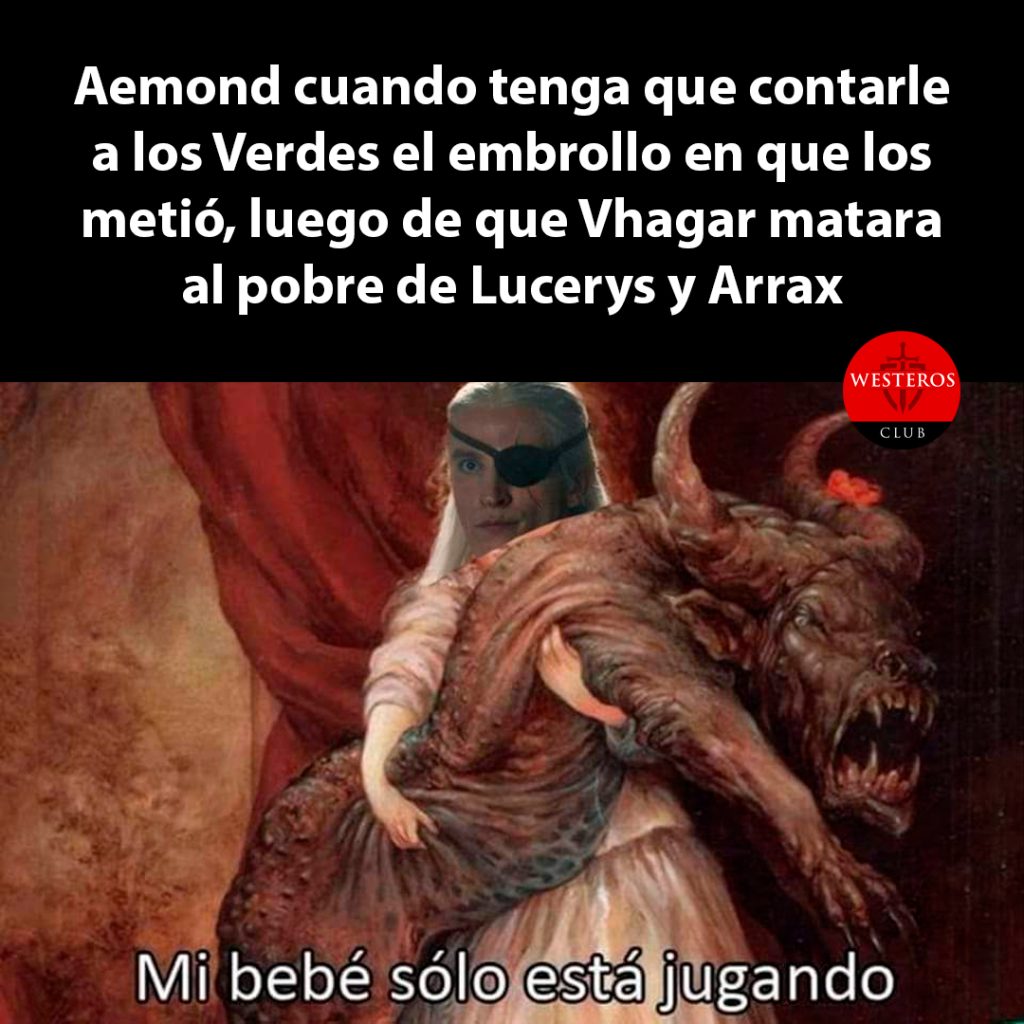 Aemond cuando tenga que contar el problema que causó Vhagar