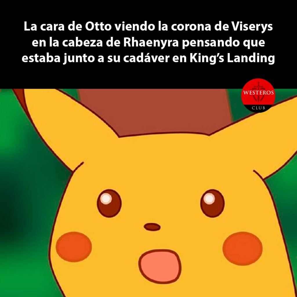 Otto sorprendido por la corona de Viserys en la cabeza de Rhaenyra