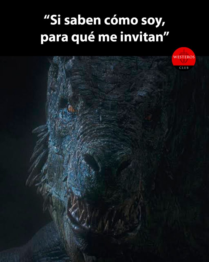 Vhagar cuestionando por qué lo invitan si saben cómo es